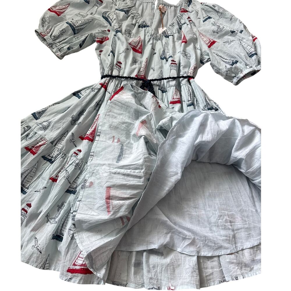 Pink Chicken The Emily Dress Tie Waist in Nautical Adventure Size XL - Picture 10 of 11